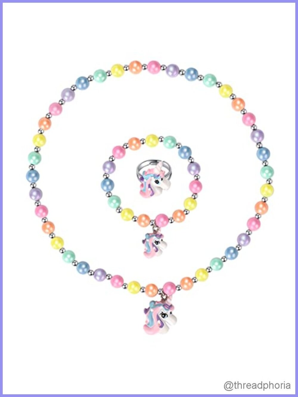 Unicorn Jewelry Set Necklace Bracelet Ring Toddler Little Girl Gift